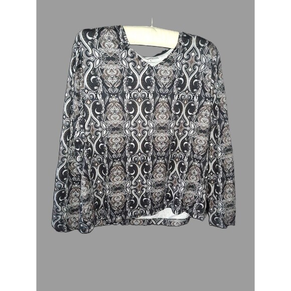 Croft & Barrow Long Sleeve Geometric Print Top - Size L - Picture 2 of 3